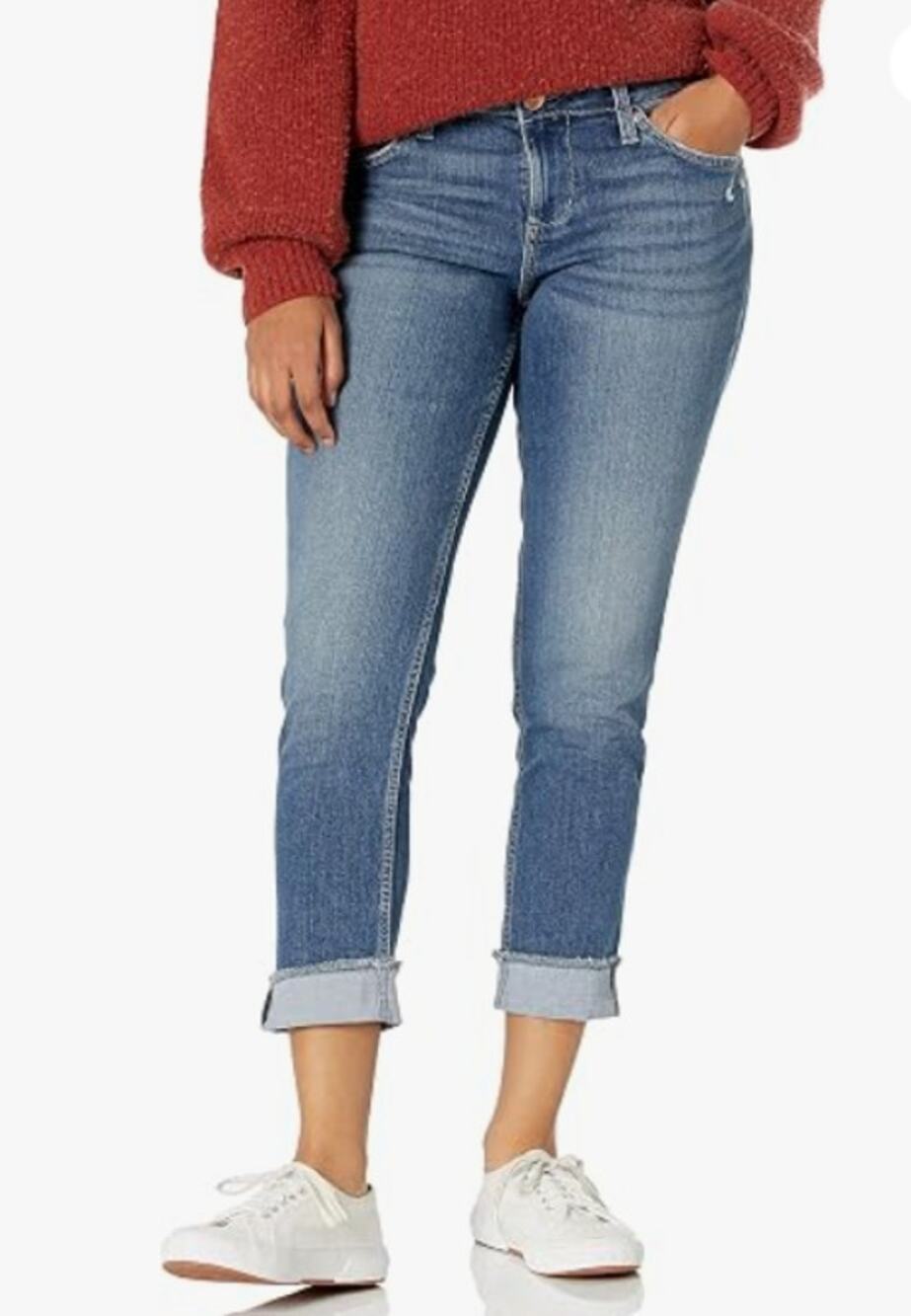 Lee Riders Cropped Cuffed Jeans Women’s 10M Medium Wash Stretch EUC
